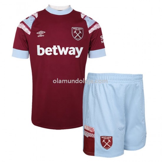 Camisola West Ham United Criança Equipamento Primeiro 2022-2023 Manga Corta
